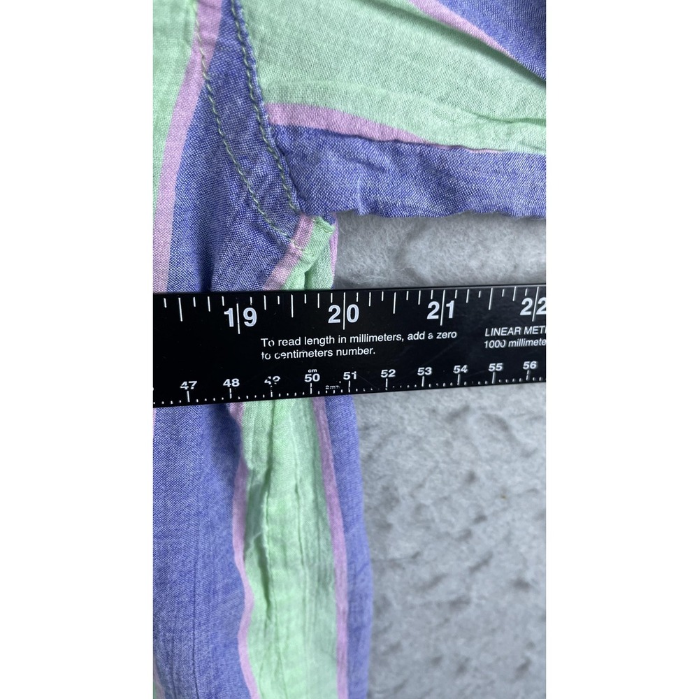 Fabletics Shirt Womens Small Green Purple Stripe‎ Button Front Long Sleeve Top - Picture 3 of 7